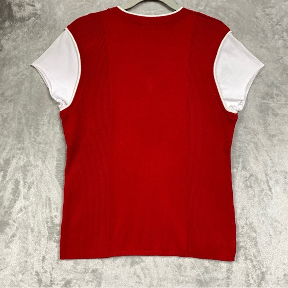 New Old Stock Vtg No Boundaries Knit Sweater Vest V Neck Shirt Preppy Y2K Red - Picture 3 of 6